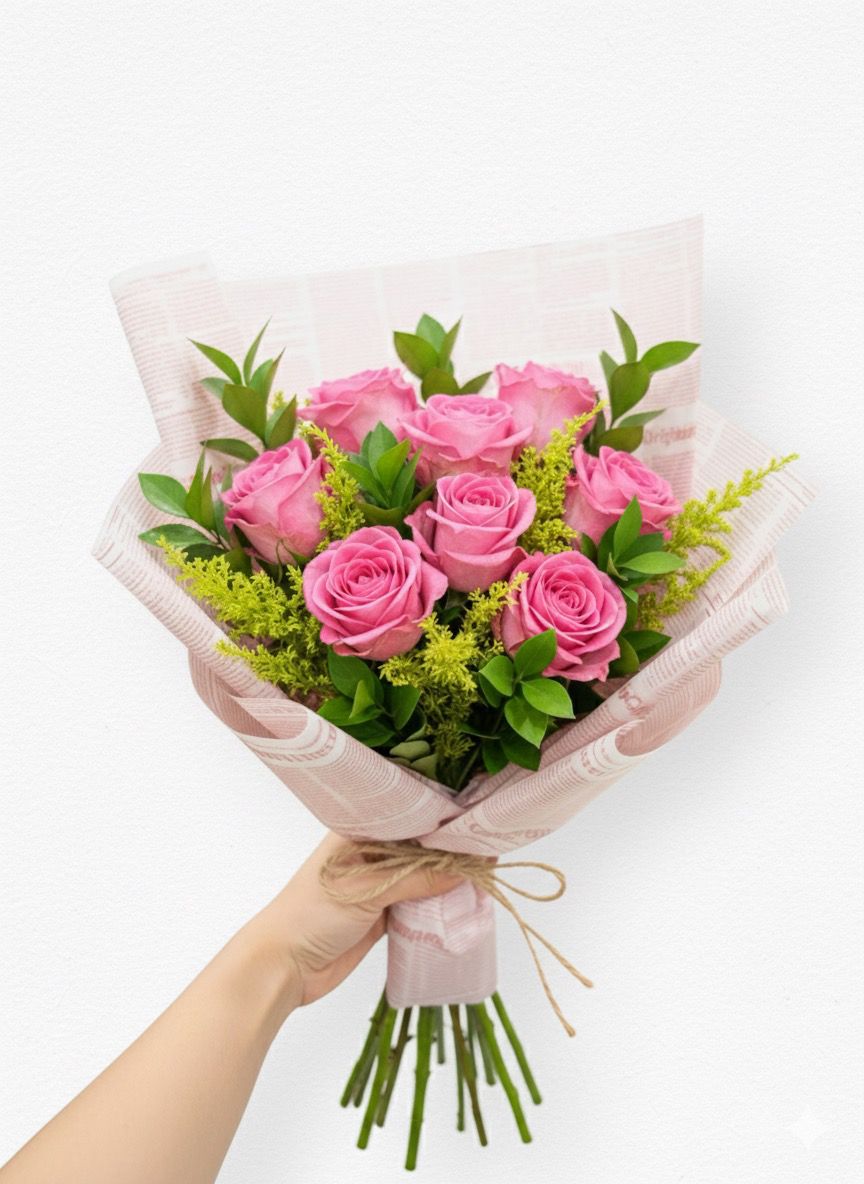 The Sweetheart Bunch (Pink Roses)